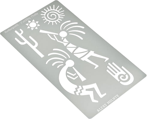 Aleks Melnyk No.434 Metal Stencil, Kokopelli Fertility Deity, Petroglyph Designs, Small Stencil, 1 PC, Template for Wood Burning, Engraving, Craft...
