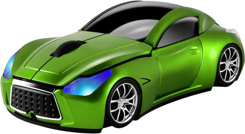 Cool Sport Car Shape 2.4GHz Wireless Mouse Optical Cordless Mice with USB Receiver for PC Laptop Computer 1600DPI 3 Buttons Green...