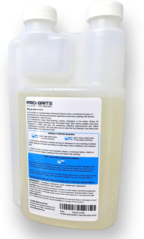 Pro-Brite Liquid Laundry Detergent - Proprietary Wet Cleaning Surfactants Designed for Home Washing Many Sensitive Dry Clean Only Fabrics (16-Oz)...