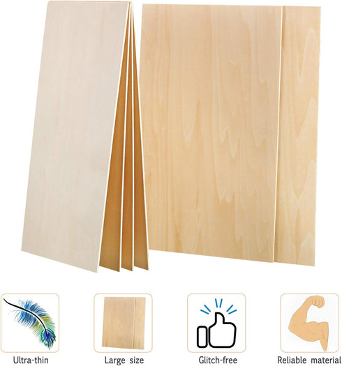 6 Pcs Balsa Wood Sheets Thin Basswood Unfinished Basswood Sheets Hobby Wood Plywood Board for DIY Mini House Boat Airplane Model (300 x 200 x 1.5 ...