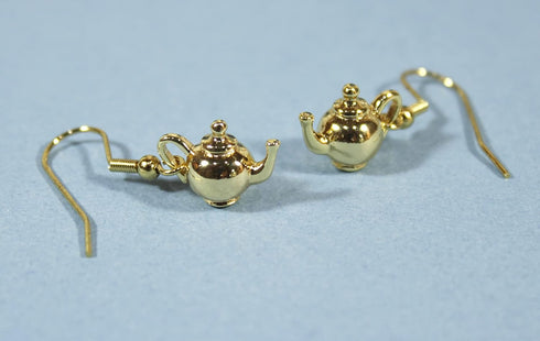 "Tiny Teapot", Tiny Little Tea Pot Earrings Are Bright and Shiny...
