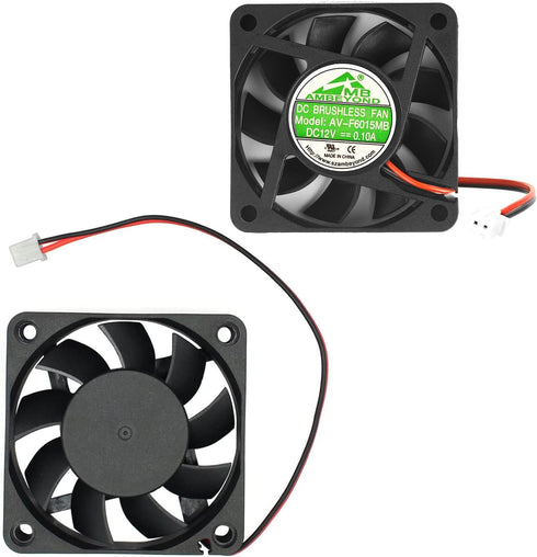 60mm by 60mm by 15mm 6015 12V DC 0.10A Ball Bearing Brushless Cooling Fan 2pin AV-F6015MB UL TUV...