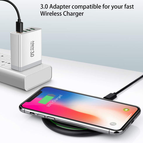 Fast 3.0 Wall Charger, 3-Pack iSeekerKit 4Ports 3.0 USB Wall Charger Adapter Fast Charging Block Compatible for Samsung Galaxy S10 S9 S8/Note 8 9,...