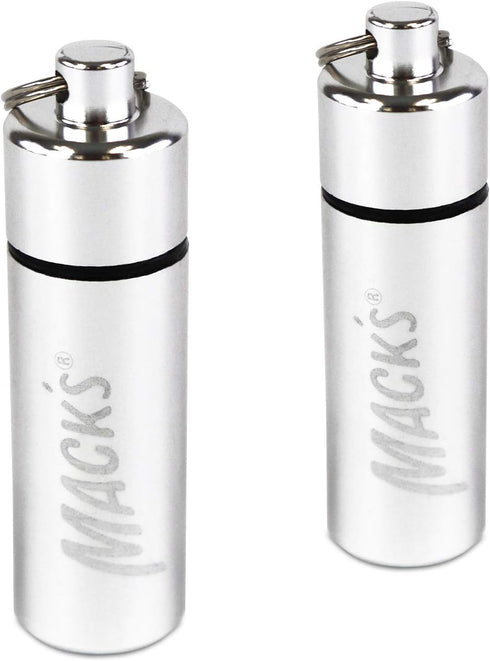 Mack's Keychain Carrying Case, Aluminum, Waterproof Ear Plugs Holder – 2 Pack (Silver)......