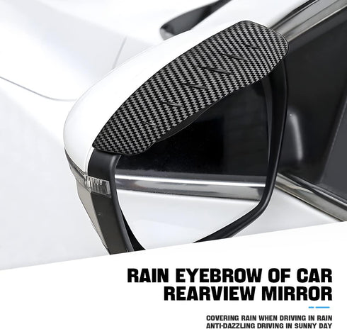 2Pcs Car Rear View/Side Mirror Rain Visor Guard, Carbon Fiber Appearance , Waterproof Smoke Guard Auto Eyebrow Cover, Exterior Accessories for Mos...