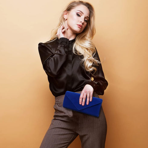 Clutch Purses Evening Bag for Women Party Prom Black-Tie Events Velvet Handbag Shoulder Cross Body Bag With Detachable Chain...