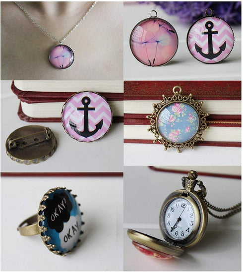 Glass Cabochons Dome Tiles, 30PCS 18mm, Thickness 4.5mm, Clear Round Flat Back Dome Cabochons Set for DIY Craft Photo Charms, Cameo Pendants, Ring...