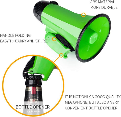 MyMealivos Portable Megaphone Bullhorn 20 Watt Power Megaphone Speaker Voice and Siren/Alarm Modes with Volume Control and Strap (Green)…...