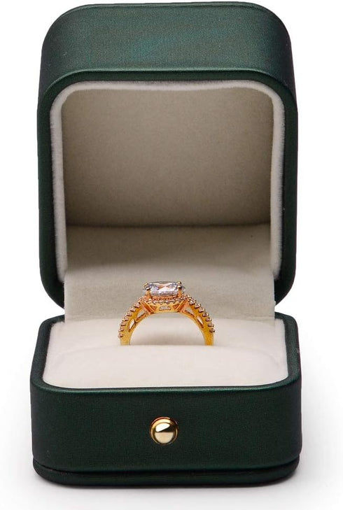 Oirlv Gorgeous Blackish Green Ring Box Premium Leather Ring Bearer Box for Wedding,Proposal Jewelry Gift Case...