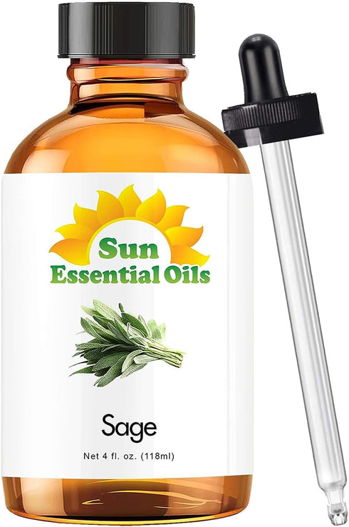 Sun Essential Oils 4oz - Sage Essential Oil - 4 Fluid Ounces...