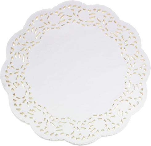 LJY 100 Pieces White Lace Round Paper Doilies Cake Packaging Pads Wedding Tableware Decoration (13.5 Inch)...