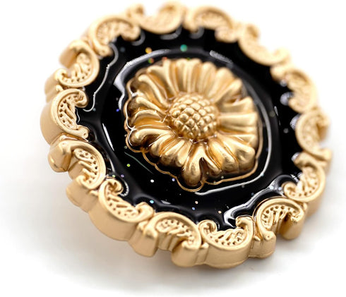 20 pcs Vintage Sunflower Black Enamel Sewing Metal Shank Coat Buttons -25mm -1"...