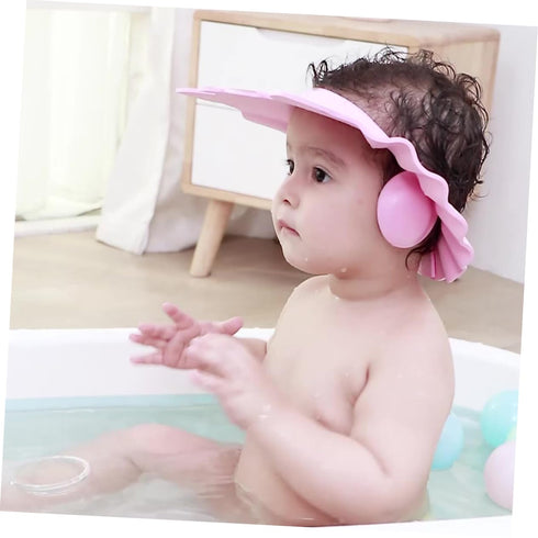2pcs shower cap baby bath visor hair wash visor Toddler bath cap baby shower bath cap kids hair washing hat silicone shampoo cap baby shampoo viso...
