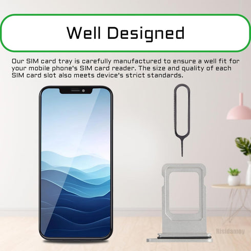 for iPhone 11 Silver SIM Card Tray Holder Replacement Single SIM Version for iPhone11 Card Slot with Waterproof Rubber Ring Repair Tool Fix Kit SI...