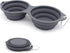 SLSON Collapsible Dog Bowls,Integrated Molding Dog Double Bowl No Plastic Rim 2 in 1 Foldable Pet Food & Water Bowl Cat Feeder Dish for Walking,Hi...