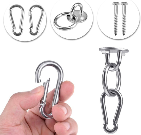 Hammock Hanging Hook Kit, Load Capacity 1400 lb, Stainless Steel Round Mount Pads, Spring Snap Hooks, Lag Screws Set for Hammock Yoga Swing Chair ...