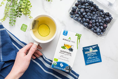 Miracle Tree - Organic Moringa Superfood Tea, 25 Individually Sealed Tea Bags, Blueberry (Keto, Detox, Energy & Immunity Booster, Vegan, Gluten-Fr...