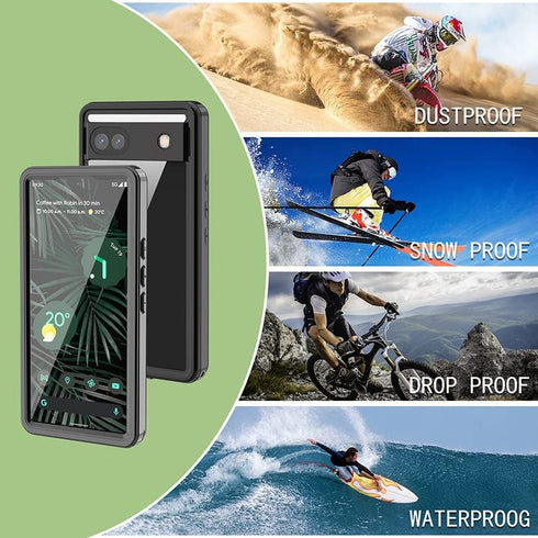 Google Pixel 6a Case Waterproof IP68 Certified Dustproof Shockproof Built-in Screen Protector Full Body Case for Pixel 6a 2022 Black......