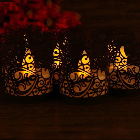 50 Pack Flameless Tea Light Candle Holder Set for LED Tealight Candles (Not Included) ?Balck?...