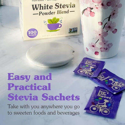 NuNaturals White Stevia Powder Packets, Single-Serve, Zero Calorie Sugar Substitute, 100 count...