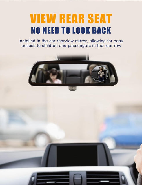 blind spot mirrors 2 pack, 2 Pieces 2 inch Round Frameless HD Convex Mirror, Wide Angle Side Mirror with 360 Degree Adjustable Angle, Blue Lens An...