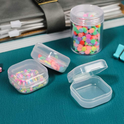 DUOFIRE Small Containers with Lids 24 Packs Plastic Box Clear Small Storage Containers Bead Organizer for Beads, Crafts, Jewelry, Items (1.38x1.38...