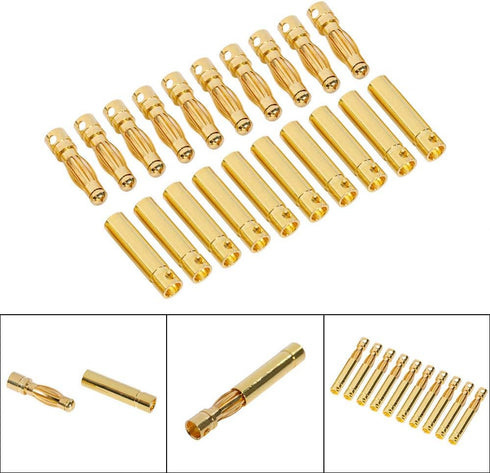 20 Pairs 4.0mm 4mm Banana Bullet Connector Plug Male Female for RC Battery ESC Motor...