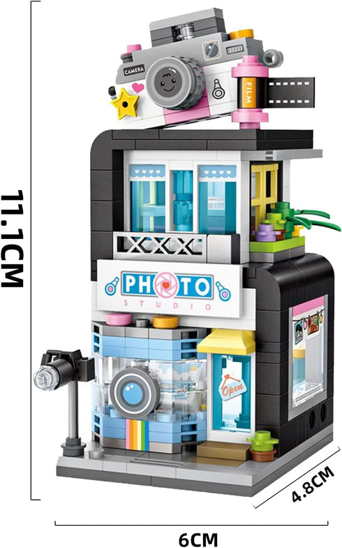 Mini City Shop Street View Building Blocks Model Set,Creative DIY Simulation Architecture Collection Particle Construction Building Bricks Toy for...