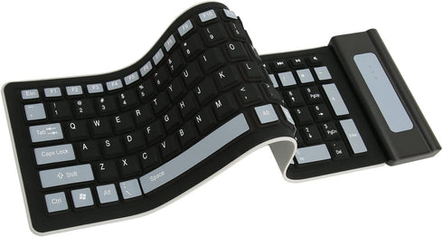 Silicone Keyboard, Foldable Silicone Keyboard Soft Waterproof Rollup Keyboard for PC Laptop Notebook, 103 Keys, Mute Typing, Lightweight (Black)...