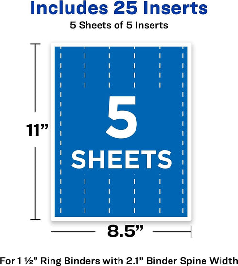 Avery-Dennison 89105 Binder Spine Inserts, 1-1/2-Inch Capacity, 25/PK, White...