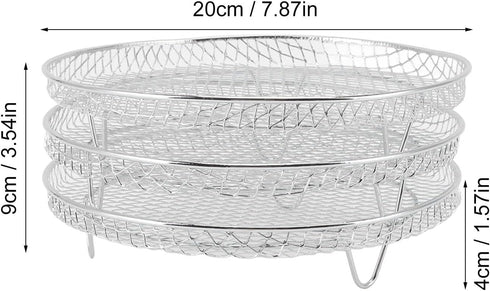 3Pcs Air Fryer Dehydrator Racks, Food Grade Stainless Steel Fruit Meat Dehydration Air Fryer Rack, Stackable Dehydrator Racks for Air Fryer...