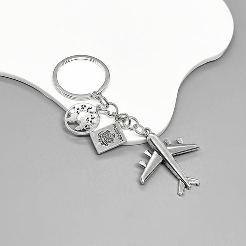 PHAETON 20PCS Earth Airplane Keychains Pilot Aviator Key Chains Journey Aircraft Airplane Pendant Travel Keyring Friendship Jewelry Diy Handmade F...