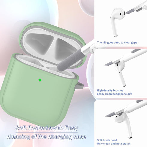 AirPods 2nd Generation Case Cover with Cleaning Kit, Full Drop Protection Cover with Lanyard, Youthful Macaroon Color for Airpods 2nd 1st Generati...