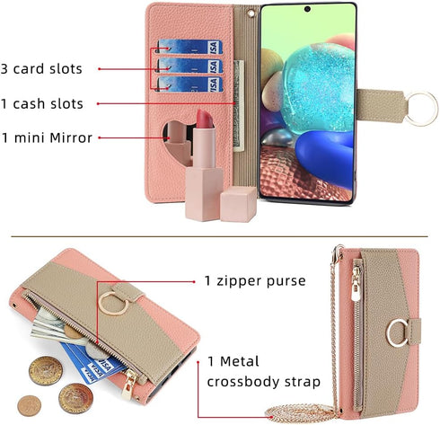 Asuwish Phone Case for Samsung Galaxy A71 5G Wallet Cover with Screen Protector and Mirror PU Leather Flip Cover Ring Credit Card Holder Crossbody...