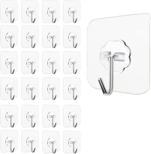 Wall Hooks 13lb(max) Transparent Heavy Duty Self Adhesive Hook Waterproof Sticky Wall Hook for use in Bathroom Wall Hanging Kitchen Shower Hangers...