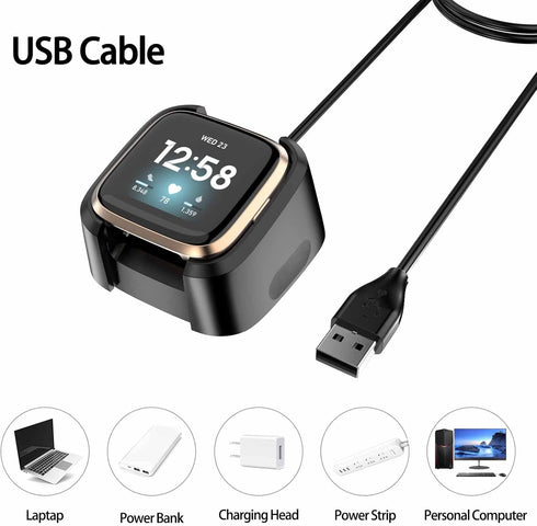 Vancle Charger for Fitbit Versa 2 (Only), Durable USB Charging Cable Dock Stand for Fitbit Versa 2 Smartwatch (Not for Versa/Versa Lite) (3.15ft/9...