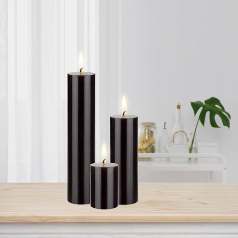 Mega Candles 6 pcs Unscented Solid Black Pillar Candles, Hand Poured Premium Wax Candle 2 Inch x 3 Inch, Home Décor, Spas, Weddings, Celebrations,...