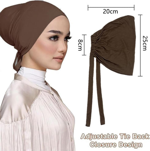 Women Under Scarf Hat Hijab Cap Islamic Muslim Under Scarf Hijab Cap with Tie-Back Closure...