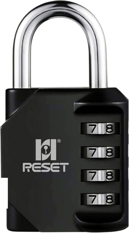 RESET-060 4 Digit Combination Lock Outdoor Padlock for School Gym Sports Locker Fence Toolbox Gate Suitcase Hasp Black...