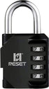 RESET-060 4 Digit Combination Lock Outdoor Padlock for School Gym Sports Locker Fence Toolbox Gate Suitcase Hasp Black...