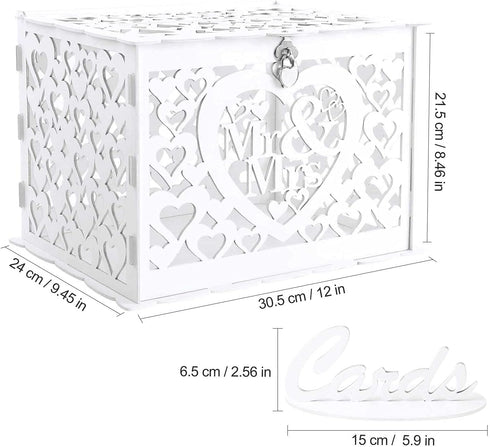 Ywlake Wedding Money Box Holder with Sign, Large Rustic Wood Wooden DIY Envelope Gift Post Card Boxes with Lock Slot for Reception Anniversary Gra...