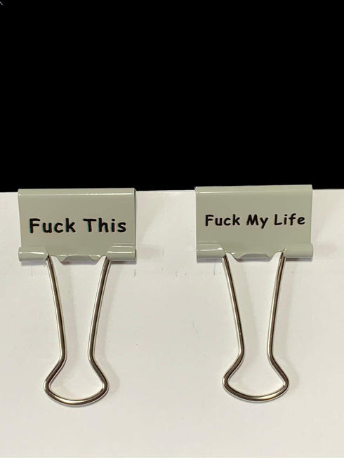 Funny Curse Clips Office Binder Clips, F**ck You, FML, and More, Vulgar Yet Funny, Uncensored, 8 Clips Per Pack, 4 Different Phrases 25mm and 32mm...