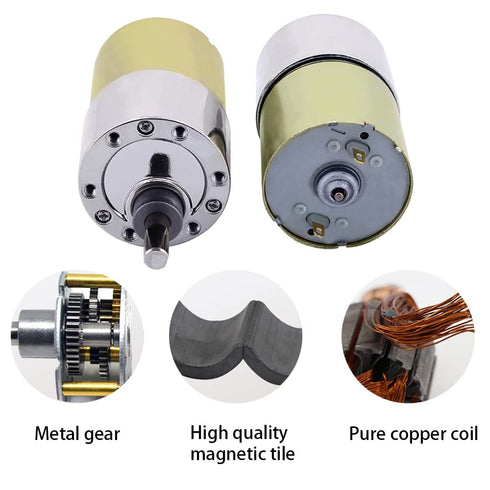 520 High Torque Micro Brush DC Motor Low Speed Gear Reduction Motor Eccentric Shaft Gearbox Diameter 37mm High Torque All Metal Gear Electric Micr...