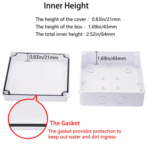 Junction Box, Zulkit Project Box with Reserved Holes IP65 Waterproof Dustproof Electrical Box ABS Plastic Project Enclosure White 5.9 x 5.9 x 2.8 ...