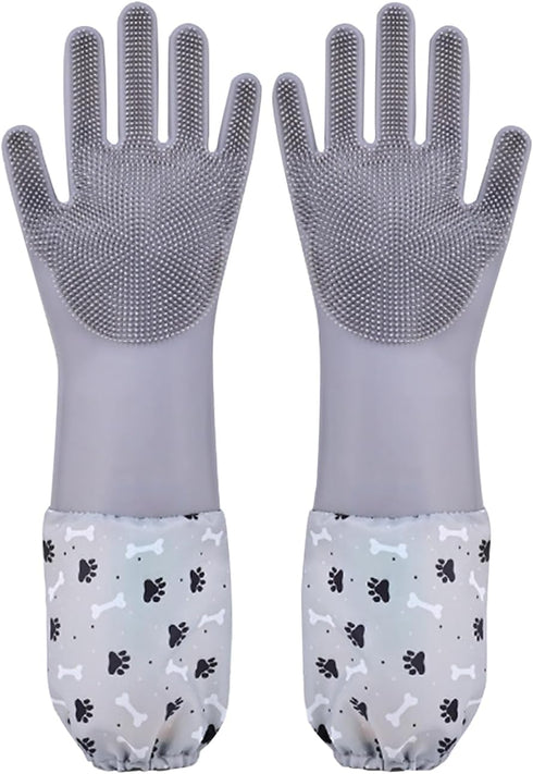 Pet Grooming Gloves Pet Hair Remover Cat, Dog Washing Gloves Silicone Heat Resistant Cleaning Gloves with High-Density Teeth Grooming Gloves for D...