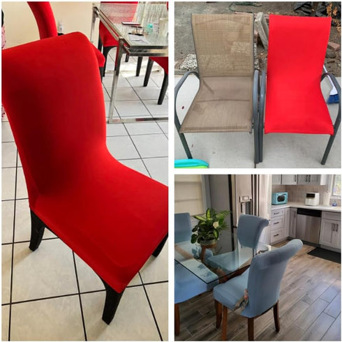 4 Pieces Spandex Stretch Washable Dining Room Chair Cover Chairs Protector Seat Slipcovers for All Seasons (Red, 4)...