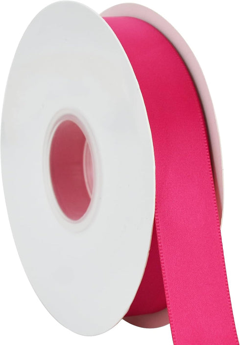 TONIFUL Hot Pink Solid Satin Ribbon 1 Inch x 50 Yard Thin Satin Ribbon for Flower Bouquet, Gift Wrapping, Sewing, Crafts and Bows Making, Valentin...