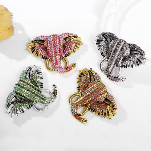 Fashion Elephant Lapel Brooch Pin for Women Girls Cubic Zirconia Rhinestone Animal Pins Clip Collar Sweater Dress Scarves Jackets Backpacks Clothe...
