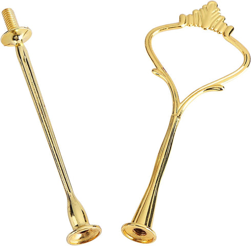 Cake Cupcake Tray Stand Handle Fruit Plate Hardware Fitting Holder, 2-Tiers Crown-Gold...