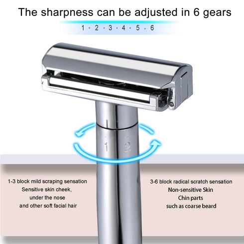 Double Blade Safety Razor Adjustable Razors Single Blade Razor includes 10 Razor Blades and 1Razor Stand Durable,Suitable for Both Men and Women (...